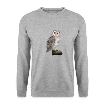 Eule - Unisex Pullover - Weißgrau meliert - Vorne - Alina (178cm) & Michal (187cm)