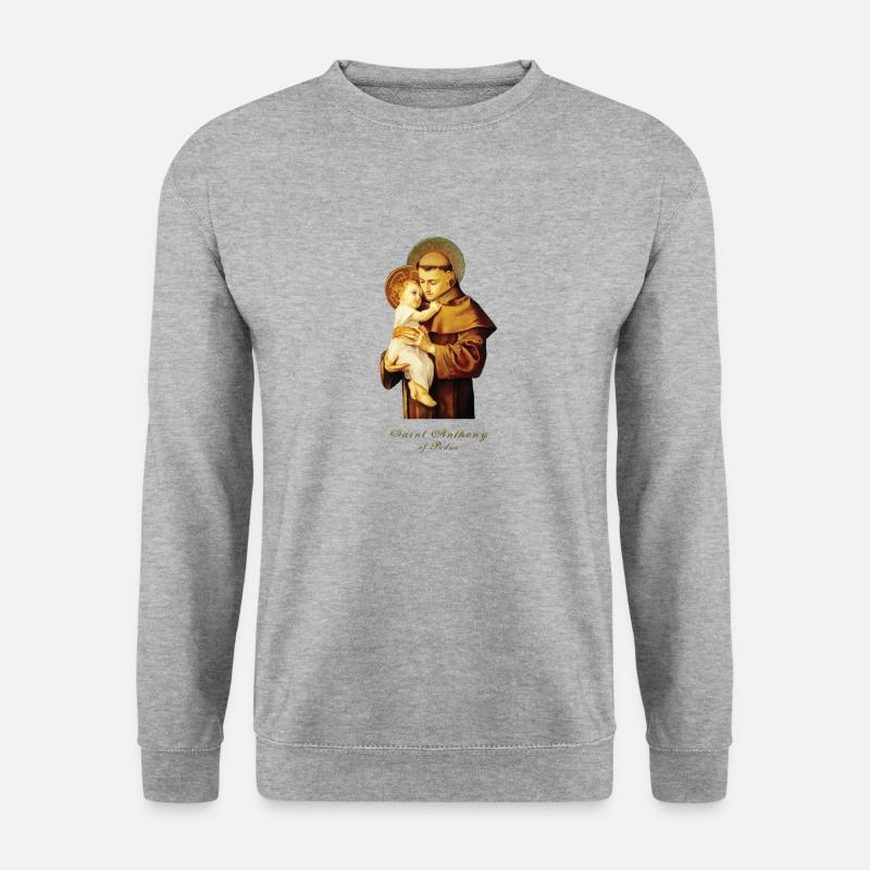 Sankt Antonius von Padua - Unisex Pullover - Weißgrau meliert