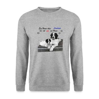 Dog Landseer gift idea - Unisex Sweatshirt - salt & pepper - Front - Alina (178cm) & Michal (187cm)