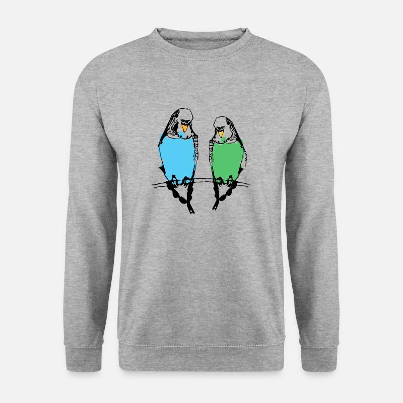 Couple de perruche mignon - Sweat-shirt Unisexe - gris chiné
