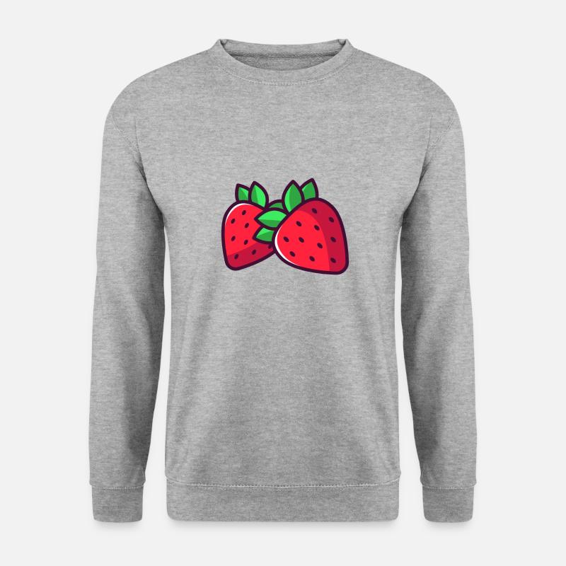 Erdbeere - Unisex Pullover - Weißgrau meliert