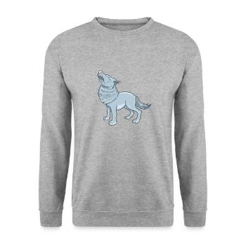 Cartoon wolf - Unisex Sweatshirt - salt & pepper - Front - Alina (178cm) & Michal (187cm)