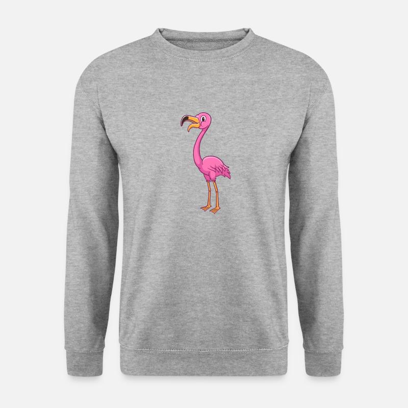 Cartoon Flamingo - Unisex Pullover - Weißgrau meliert