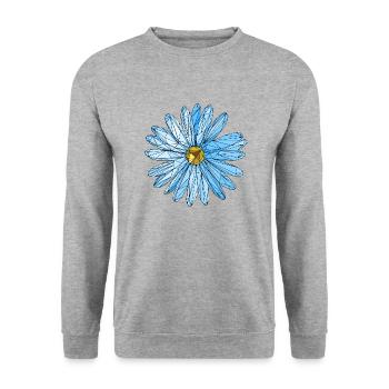 Flower blue triangle polygon art - Unisex Sweatshirt - salt & pepper - Front - Alina (178cm) & Michal (187cm)