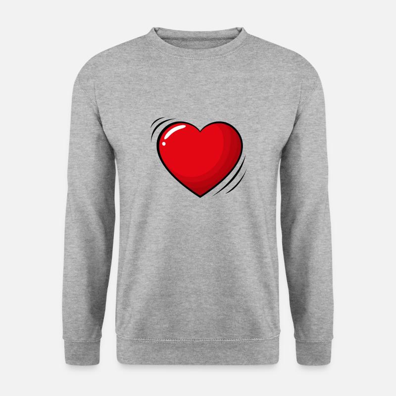 Großes rotes Herz - Unisex Pullover - Weißgrau meliert