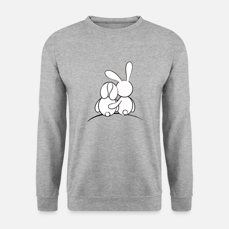 bunny love couple Hasenpärchen - Unisex Pullover - Weißgrau meliert