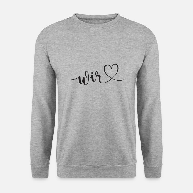 Hochzeit wir Familie Herz Liebe - Unisex Pullover - Weißgrau meliert
