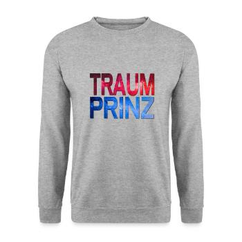 Traumprinz - Unisex Pullover - Weißgrau meliert - Vorne - Alina (178cm) & Michal (187cm)
