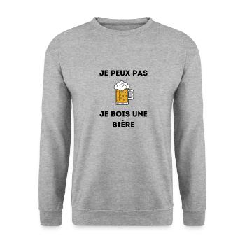 t-shirt fete des pères je peux pas bois une bière - Sweat-shirt Unisexe - gris chiné - Devant - Alina (178cm) & Michal (187cm)