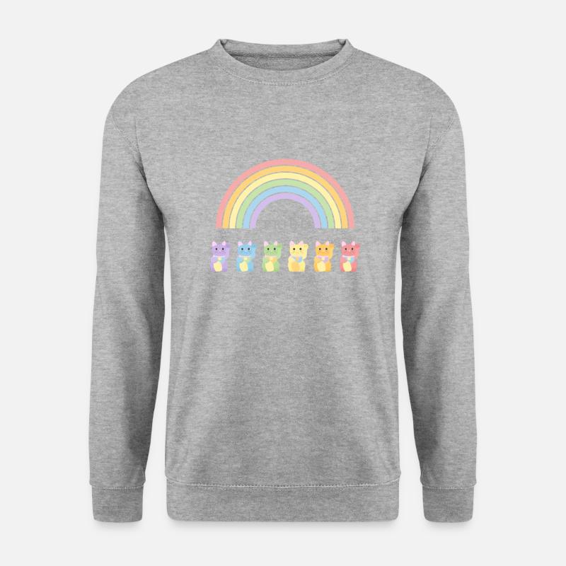 Winkekatze Regenbogen Pride Month - Unisex Pullover - Weißgrau meliert