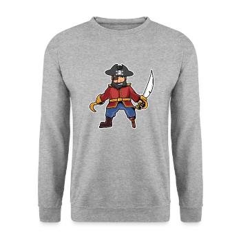 pirate - Unisex Sweatshirt - salt & pepper - Front - Alina (178cm) & Michal (187cm)
