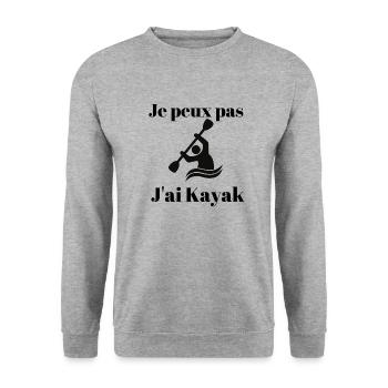 Je peux pas J'ai kayak - Sweat-shirt Unisexe - gris chiné - Devant - Alina (178cm) & Michal (187cm)