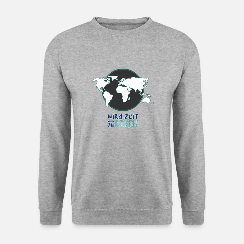 wird Zeit zu reisen Logo - Unisex Pullover - Weißgrau meliert