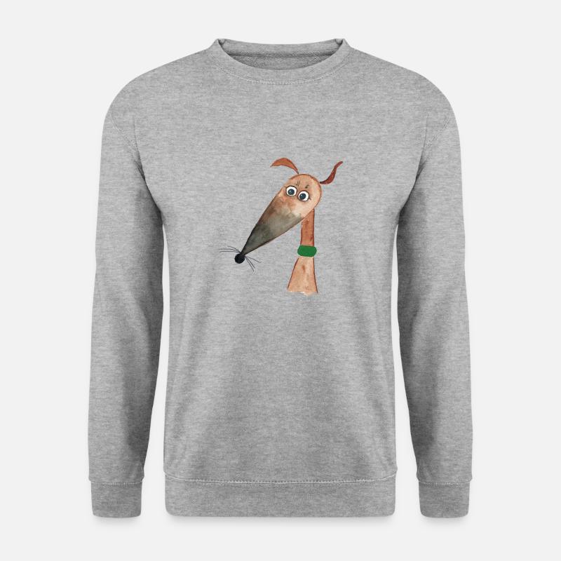 Whippet fawn mit Maske - Unisex Pullover - Weißgrau meliert