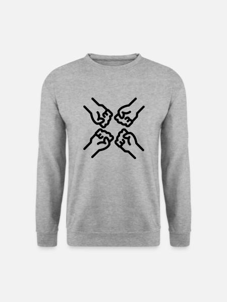 Team Logo Faust und Hände - Unisex Pullover - Weißgrau meliert