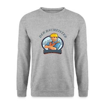 Der Baumeister Geschenk für Hausbauer - Unisex Pullover - Weißgrau meliert - Vorne - Alina (178cm) & Michal (187cm)
