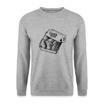 Dessin de pépites de poulet - Sweat-shirt Unisexe - gris chiné - Devant - Alina (178cm) & Michal (187cm)