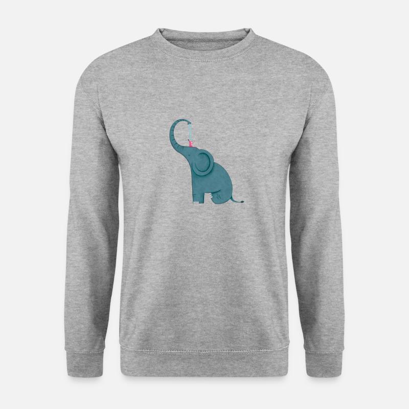Elefant und Maus Freundschaft - Unisex Pullover - Weißgrau meliert
