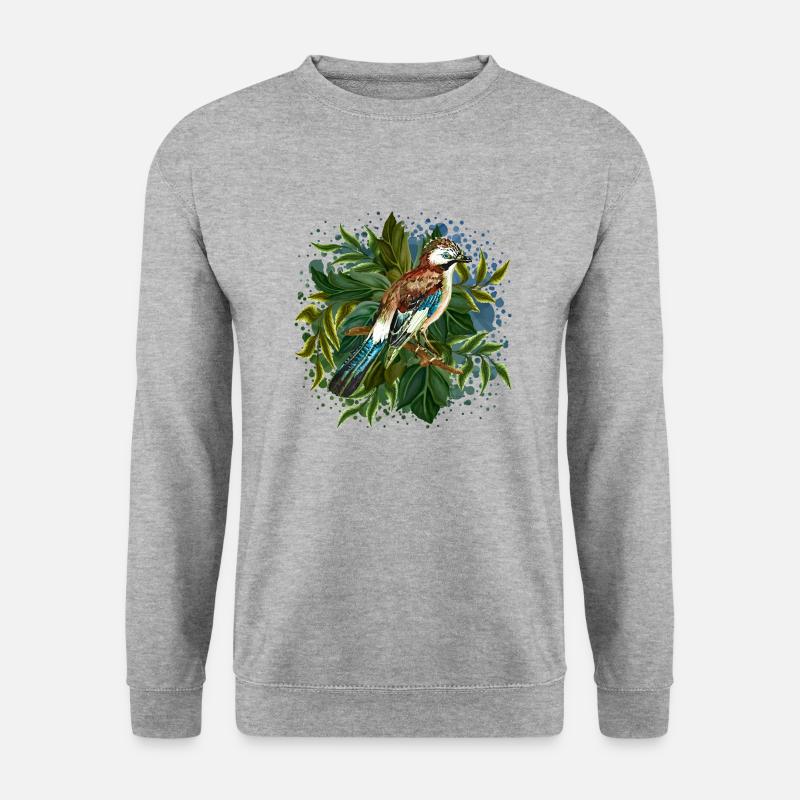 Bunter Vogel - Unisex Pullover - Weißgrau meliert