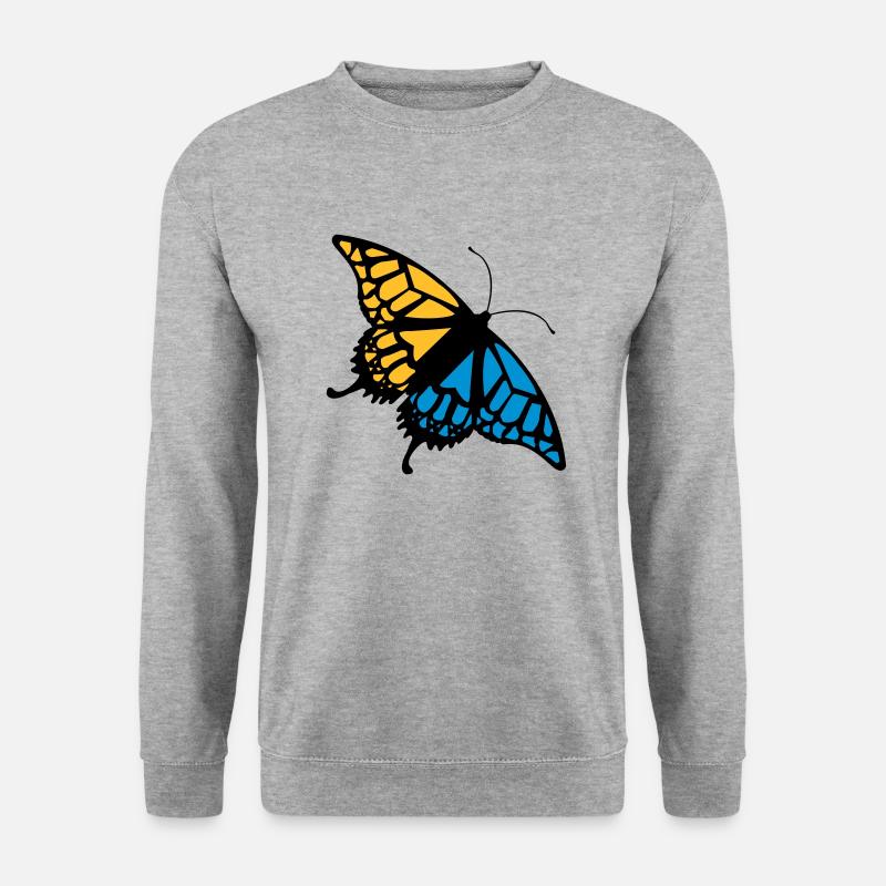 Schmetterling (Farben personalisierbar) - Unisex Pullover - Weißgrau meliert