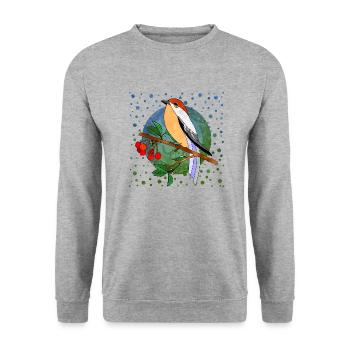 Oiseau - Sweat-shirt Unisexe - gris chiné - Devant - Alina (178cm) & Michal (187cm)