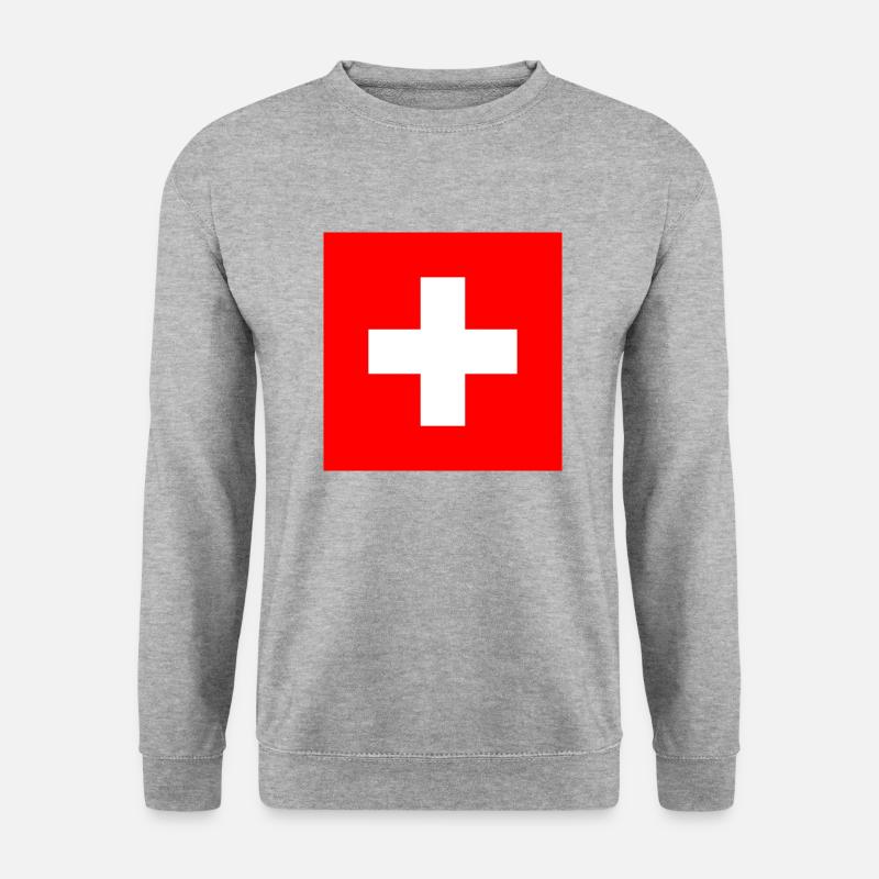Schweizerkreuz Gross - Unisex Pullover - Weißgrau meliert