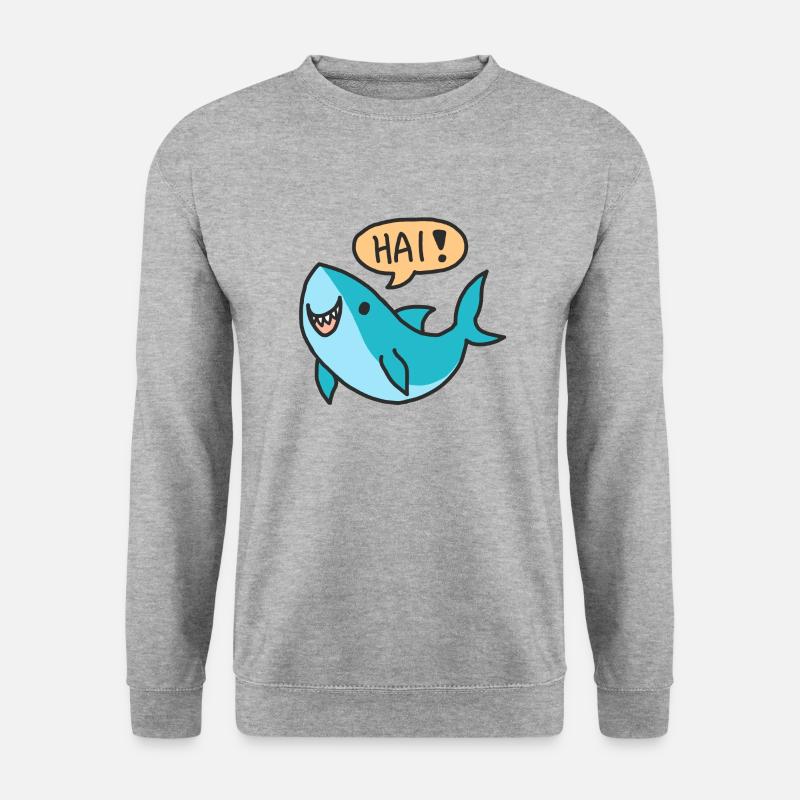 Shark Week - Cute Shark Say Hai! - Unisex Pullover - Weißgrau meliert