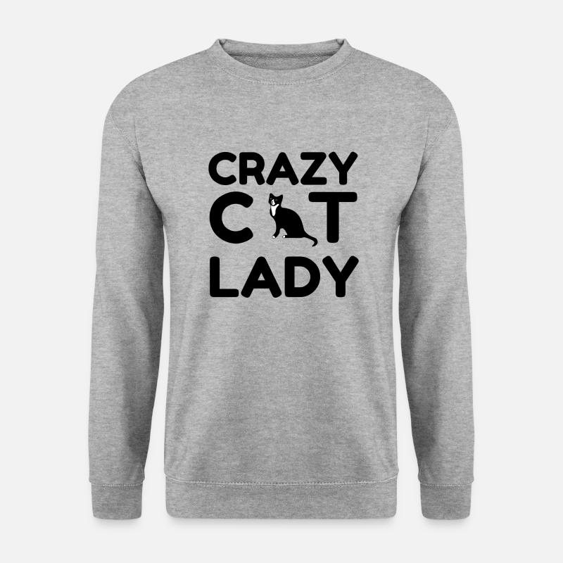 CRAZY CAT LADY - Unisex Pullover - Weißgrau meliert