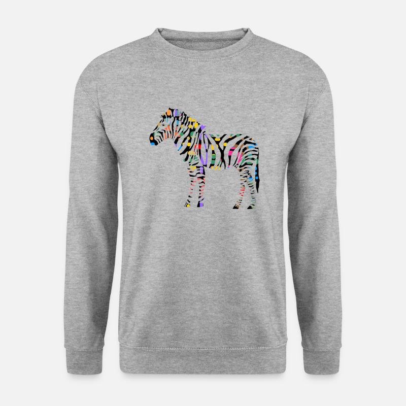 Buntes Zebra - Unisex Pullover - Weißgrau meliert