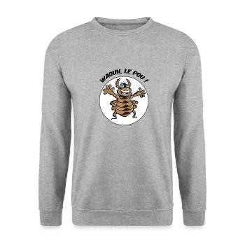 Wahou, der Pou - Unisex Pullover - Weißgrau meliert - Vorne - Alina (178cm) & Michal (187cm)