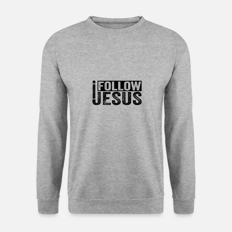 Jesus Christ Facemask I follow Jesus Christians - Unisex Pullover - Weißgrau meliert