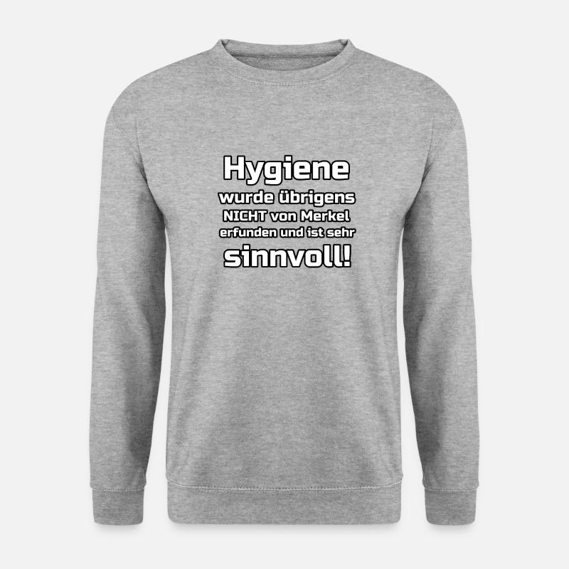 Hygiene Merkel Virus Pandemie Spruch - Unisex Pullover - Weißgrau meliert