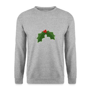 Holly - Holly und Beeren - Unisex Pullover - Weißgrau meliert - Vorne - Alina (178cm) & Michal (187cm)