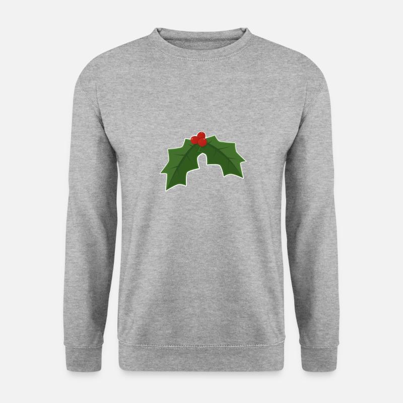 Holly - Holly und Beeren - Unisex Pullover - Weißgrau meliert