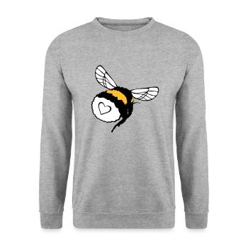 Hummel mit Herz, Pelz und Gebrumm - Unisex Pullover - Weißgrau meliert - Vorne - Alina (178cm) & Michal (187cm)