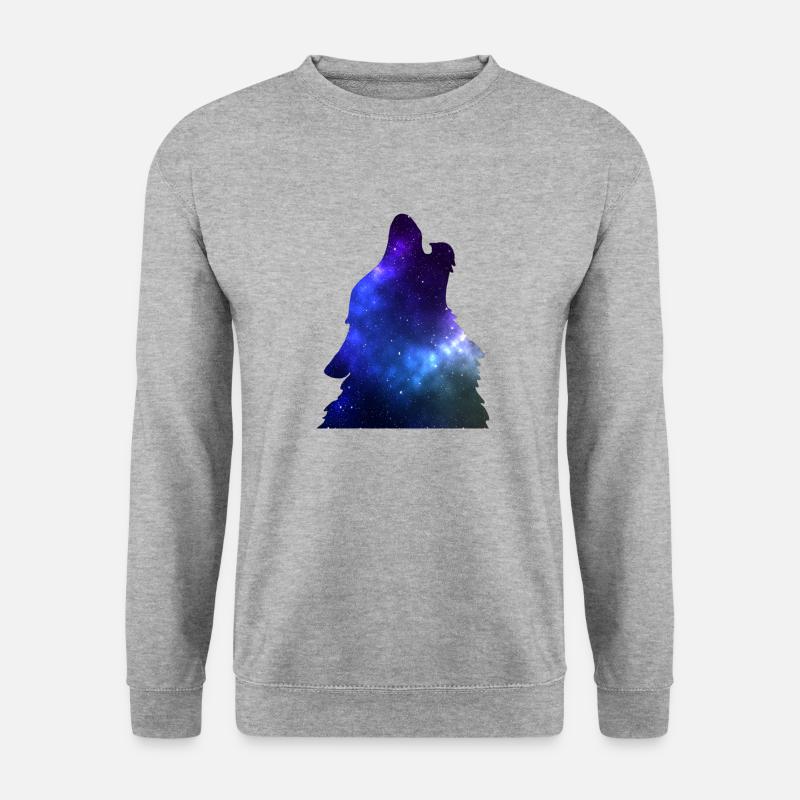 galakse ulv blå - Unisex sweater - hvidgrå meleret