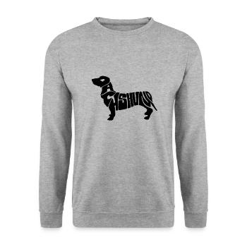 Dackel - Unisex Pullover - Weißgrau meliert - Vorne - Alina (178cm) & Michal (187cm)