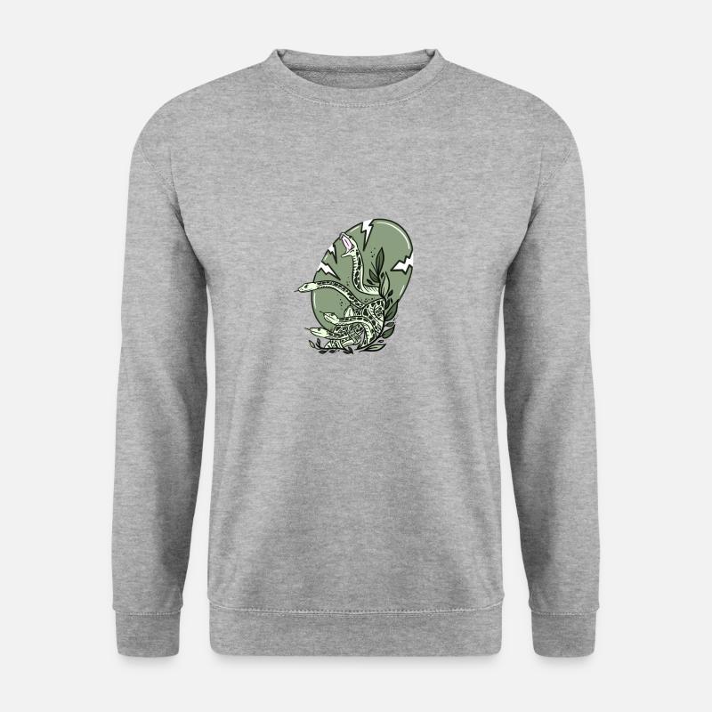 Grüne Schlangen - Unisex Pullover - Weißgrau meliert