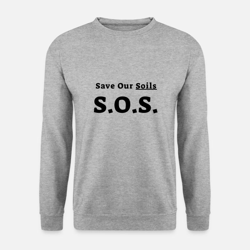 Rette unsere Böden SOS Save Our Soils - Unisex Pullover - Weißgrau meliert
