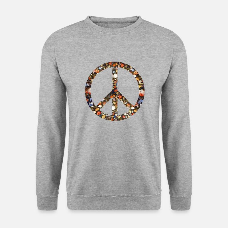 Peacezeichen Friedensbewegung Friedenssymbol Peace - Unisex Pullover - Weißgrau meliert