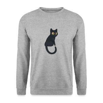 Chat noir - Sweat-shirt Unisexe - gris chiné - Devant - Alina (178cm) & Michal (187cm)