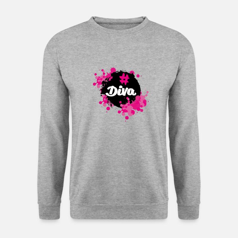 Diva Statement #Diva Design by KunterbuntBerlin - Unisex Pullover - Weißgrau meliert
