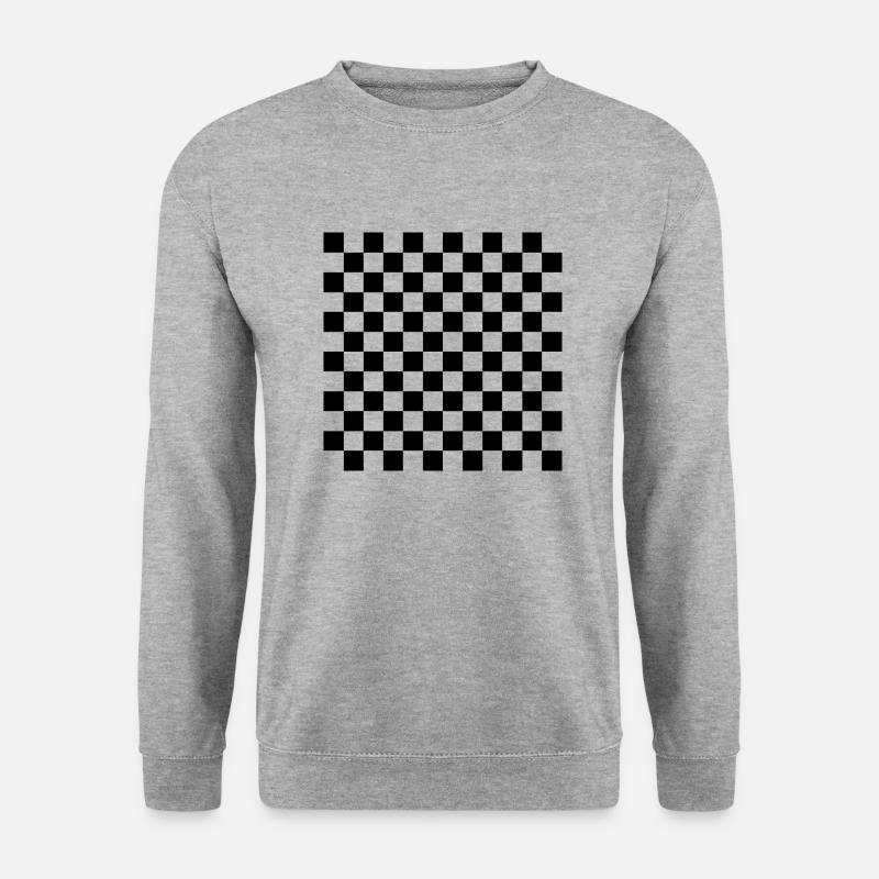 Black Chess Muster | Textur - Unisex Pullover - Weißgrau meliert