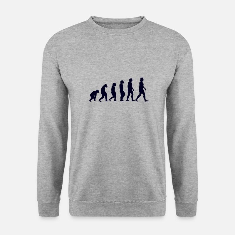 Entwicklung vom Affen zum Menschen - Unisex Pullover - Weißgrau meliert