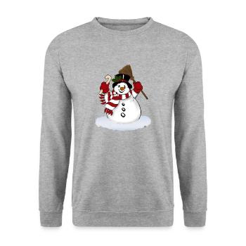Schneemann - Unisex Pullover - Weißgrau meliert - Vorne - Alina (178cm) & Michal (187cm)