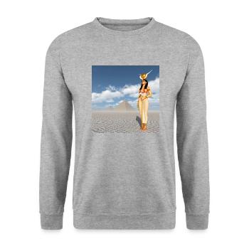 Déesse Hathor et pyramides - Sweat-shirt Unisexe - gris chiné - Devant - Alina (178cm) & Michal (187cm)