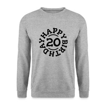 20. Geburtstag 20 Jahre Happy Birthday Kreis - Unisex Pullover - Weißgrau meliert - Vorne - Alina (178cm) & Michal (187cm)