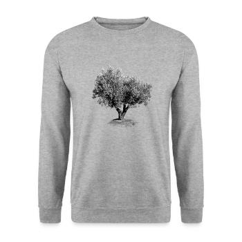 The Old Olive Tree - Unisex Sweatshirt - salt & pepper - Front - Alina (178cm) & Michal (187cm)