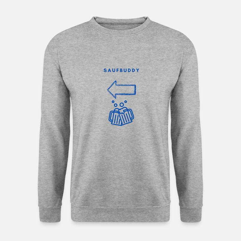 Saufbuddy - Blue - Unisex Pullover - Weißgrau meliert