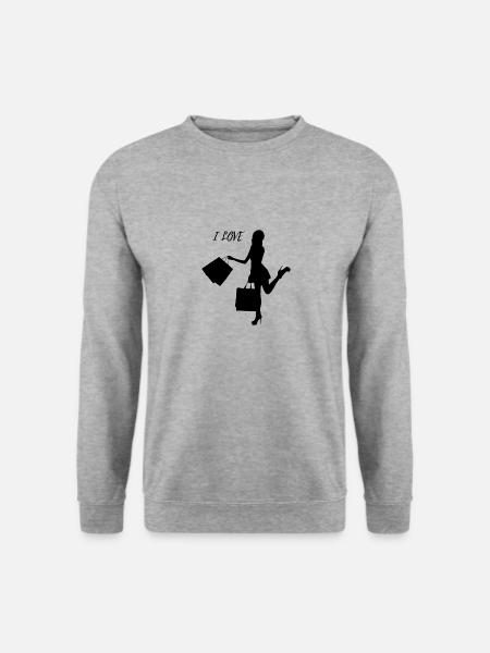 ICH GEHE GERN EINKAUFEN - Unisex Pullover - Weißgrau meliert